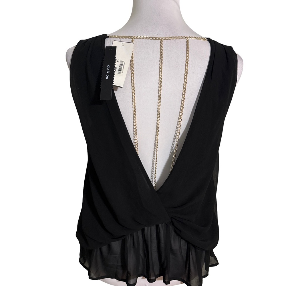 Do+Be Black Draped Back Blouse